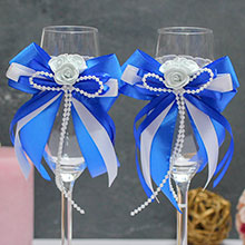 Свадебное украшение на бокалы "Fantastic" синий