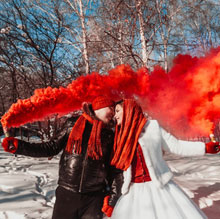 Цветной дым для фотосессии на свадьбу "Счастье" красный