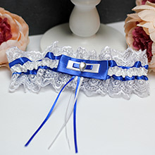 Подвязка на ногу невесты "Кружевная" синий