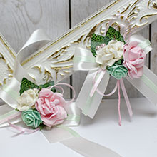 Комплект свадебных аксессуаров для свидетелей "Таинственный сад" розово-мятный