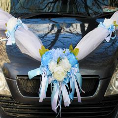 Свадебная лента на авто "Веста"  (голубой)