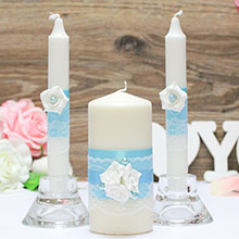 Свечи для свадьбы ручной работы "Изысканные розы" лазурные