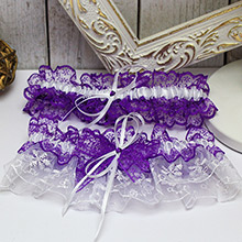 Комплект подвязок на ногу невесты "Каприз" фиолетовый