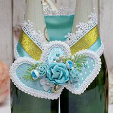 Свадебное украшение на бутылки "Букет"