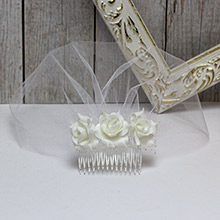 Свадебный веночек для прически невесты "Ева" белый