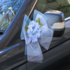 Украшения для ручек и зеркал на свадьбу "Виолла" 2 шт голубой нежно-голубой