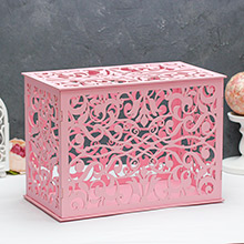 Шкатулка деревянная для свадьбы "Орнамент 2" (розовый)