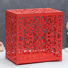 Шкатулка деревянная для свадьбы "Орнамент 2" (красный)