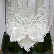 Декор для свадебных бутылок "Цветочный вальс" айвори