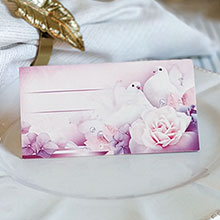 Рассадочные карточки на свадьбу "Голуби и розы"