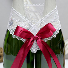 Украшение бутылок шампанского на свадьбу "Бантик-new" винный