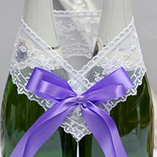 Свадебное украшение на бутылки "Бантик-new" сиреневый