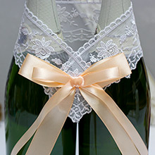 Декор для свадебных бутылок "Бантик-new" персиковый