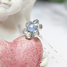 Свадебные шпильки для волос "Венера" голубой со стразами