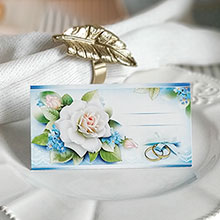 Свадебные банкетные карточки "Синие цветы"
