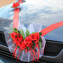 Лента для украшения авто "Свадебная встреча" (красный)
