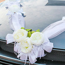 Лента на свадебный автомобиль "Пионы" (белый)