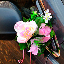 Свадебные бутоньерки для машины - "Цветочная фантазия" (2 шт) (розовый)