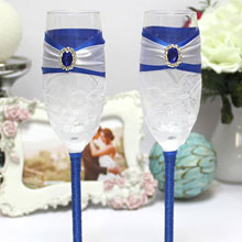 Красивые свадебные бокалы "Афродита" (синий)