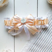 Красивая подвязка для невесты "Fantastic" персиковый
