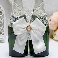Украшение бутылок шампанского на свадьбу "Сказка"