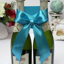 Свадебное украшение на бутылки "Дива" бирюзовый