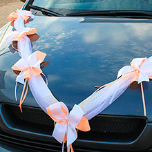 Лента на свадебный автомобиль "Нежность" (2 луча) (белый/персиковый)