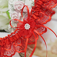 Свадебная подвязка на свадьбу "Осенняя романтика" красный