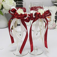 Декор для свадебных бокалы "Romantic" красный